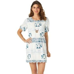 NWT Women's Wrangler Retro Blue White Paisley Americana Dress Size Medium